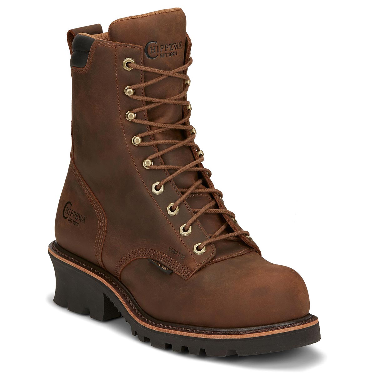 Chippewa Men’s Valdor Waterproof Composite Toe 8″ Logging Boots