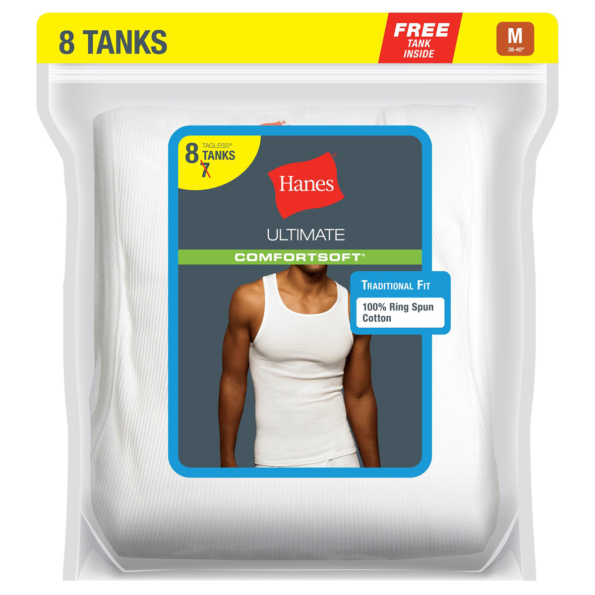 Hanes Men's Comfortsoft Tanks, 8 Pack