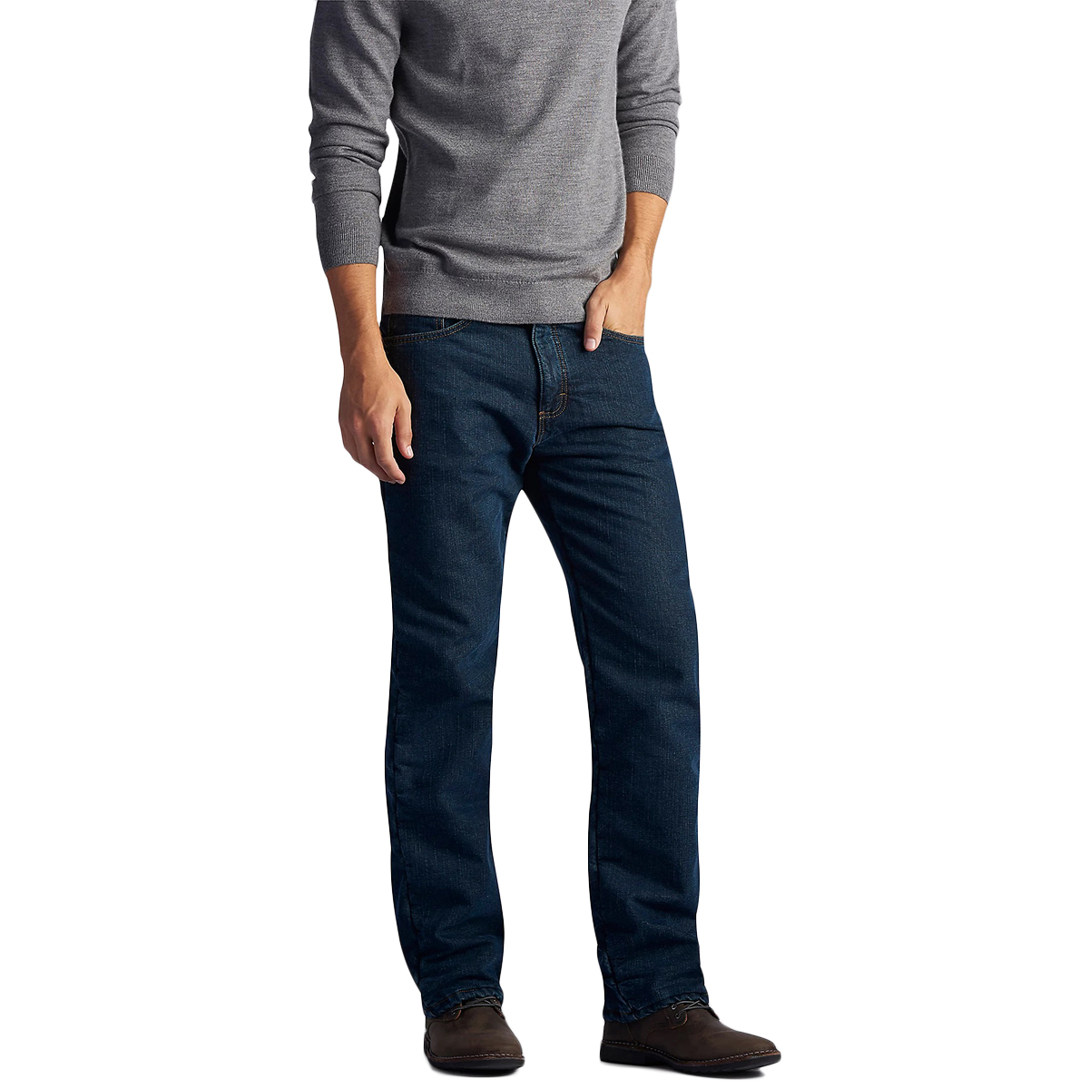 LEE Men's Relaxed Fit Flannel & Fleece Lined Straight Leg Jeans