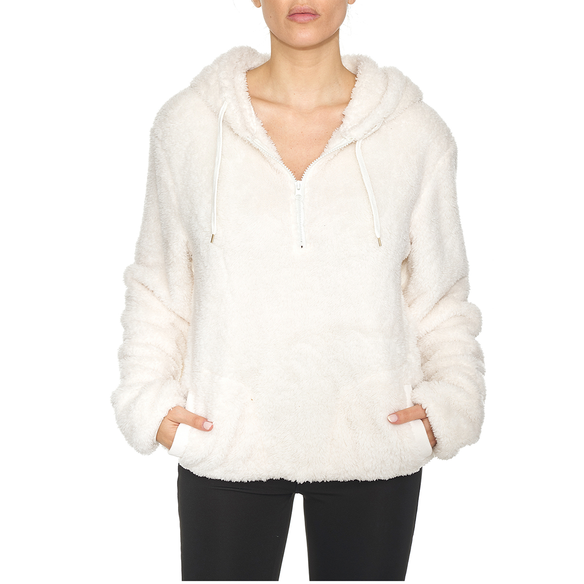 Bsp Women's 1/4-Zip Fleece Pullover Sherpa Hoodie