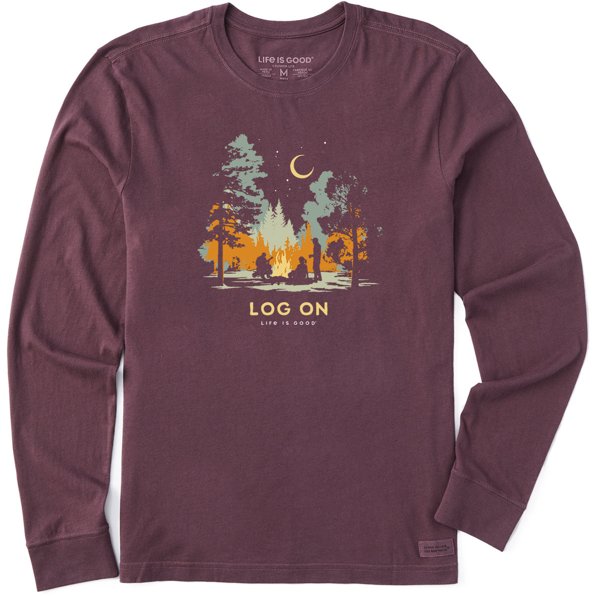 Life Is Good Men's Log On Campfire Long-Sleeve Crusher-Lite Tee