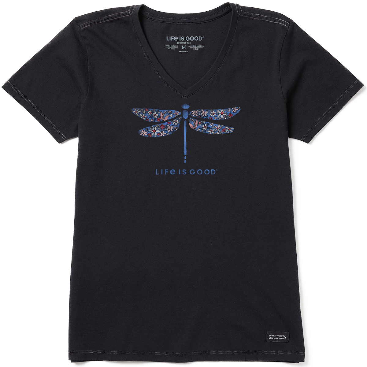 Life Is Good Women's Wildflower Dragonfly Short-Sleeve Vee