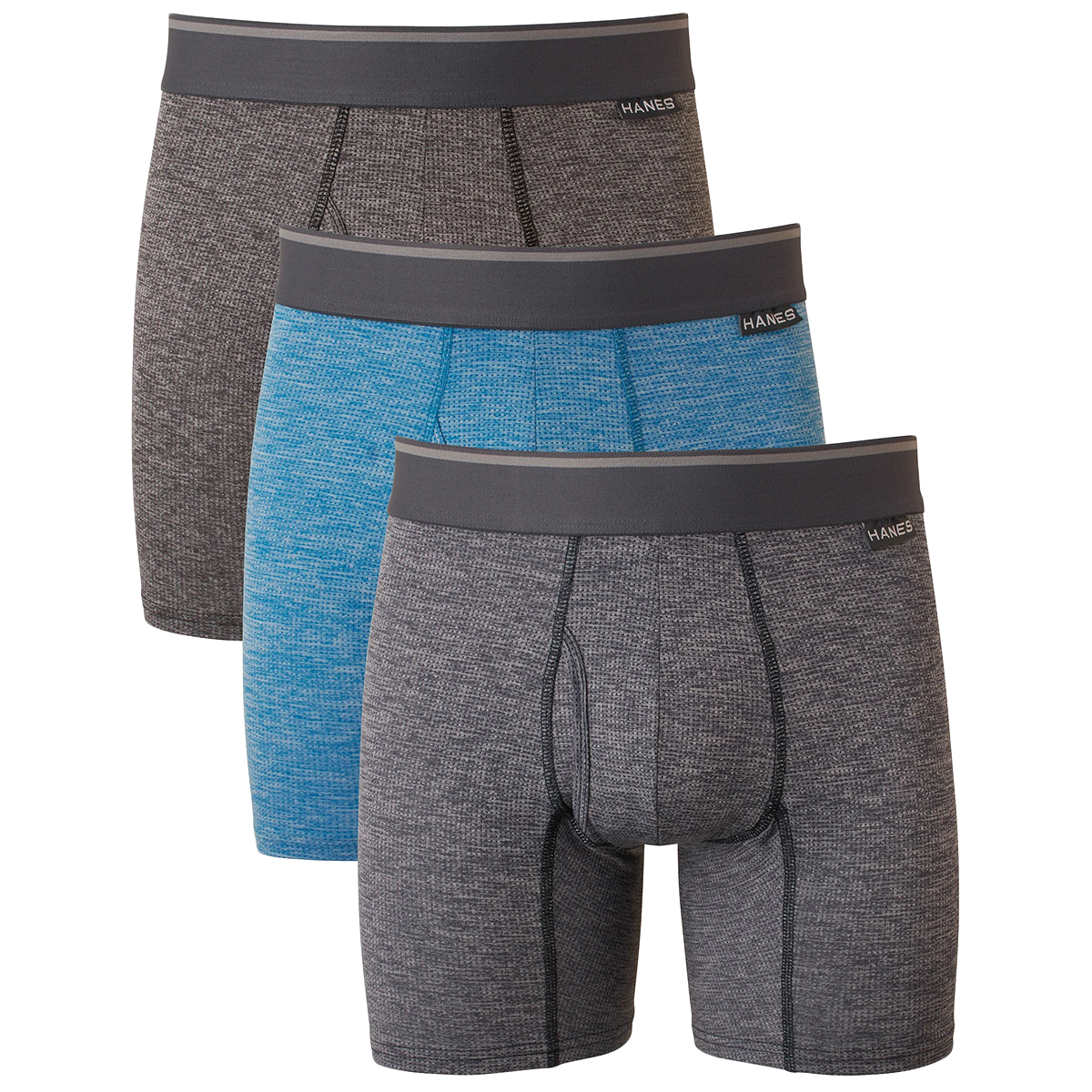 Hanes Premium Mens Stretch Boxer Briefs Regular Leg S 3 Pack Blue Gray  FreshIQ – IBBY