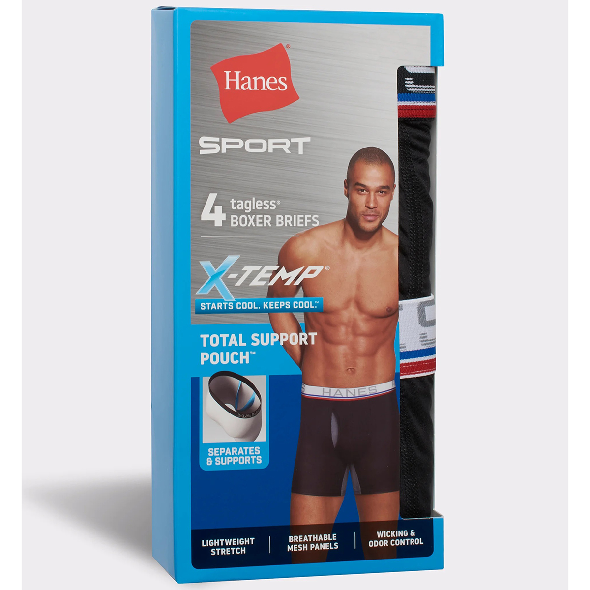 HANES SPORT Men's Total Support Pouch X-Temp Cooling Boxer Briefs, 4-Pack -  Eastern Mountain Sports