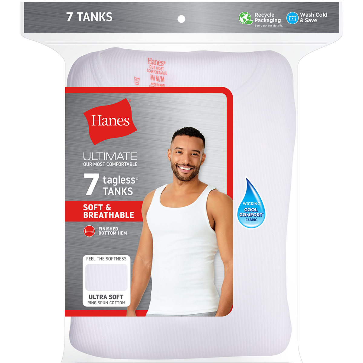 Hanes Men's Ultimate Comfortsoft Tank Undershirts, 7 Pack Xxl