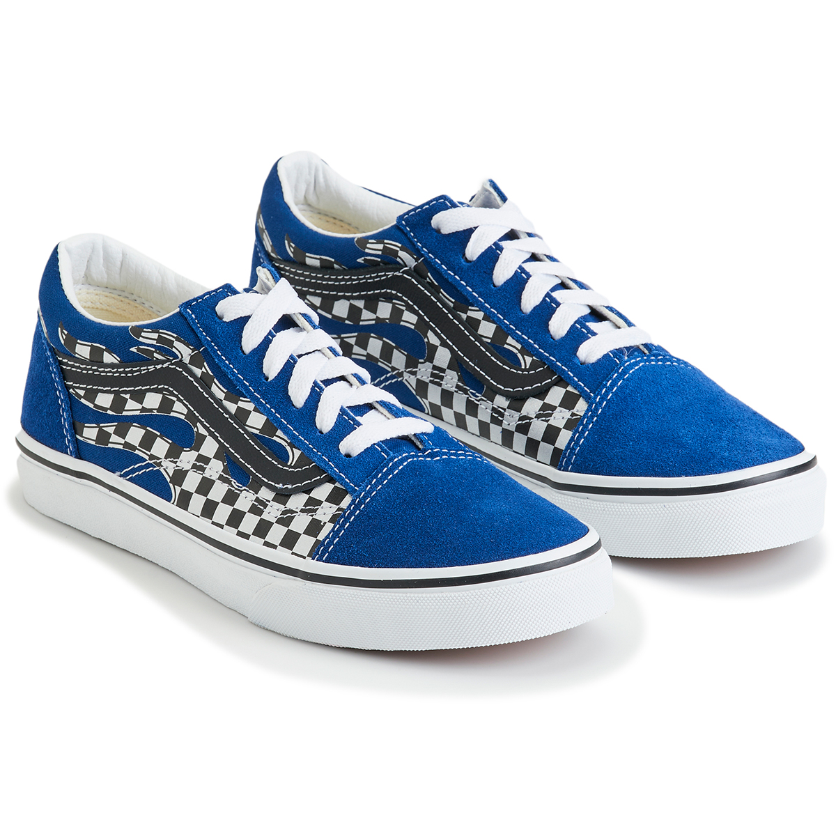 Vans Little Boys' Old Skool Reflect Check Flame Shoes