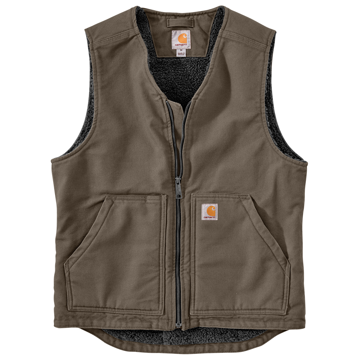 Carhartt Men's 104394 Relaxed Fit Washed Duck Sherpa-Lined Vest