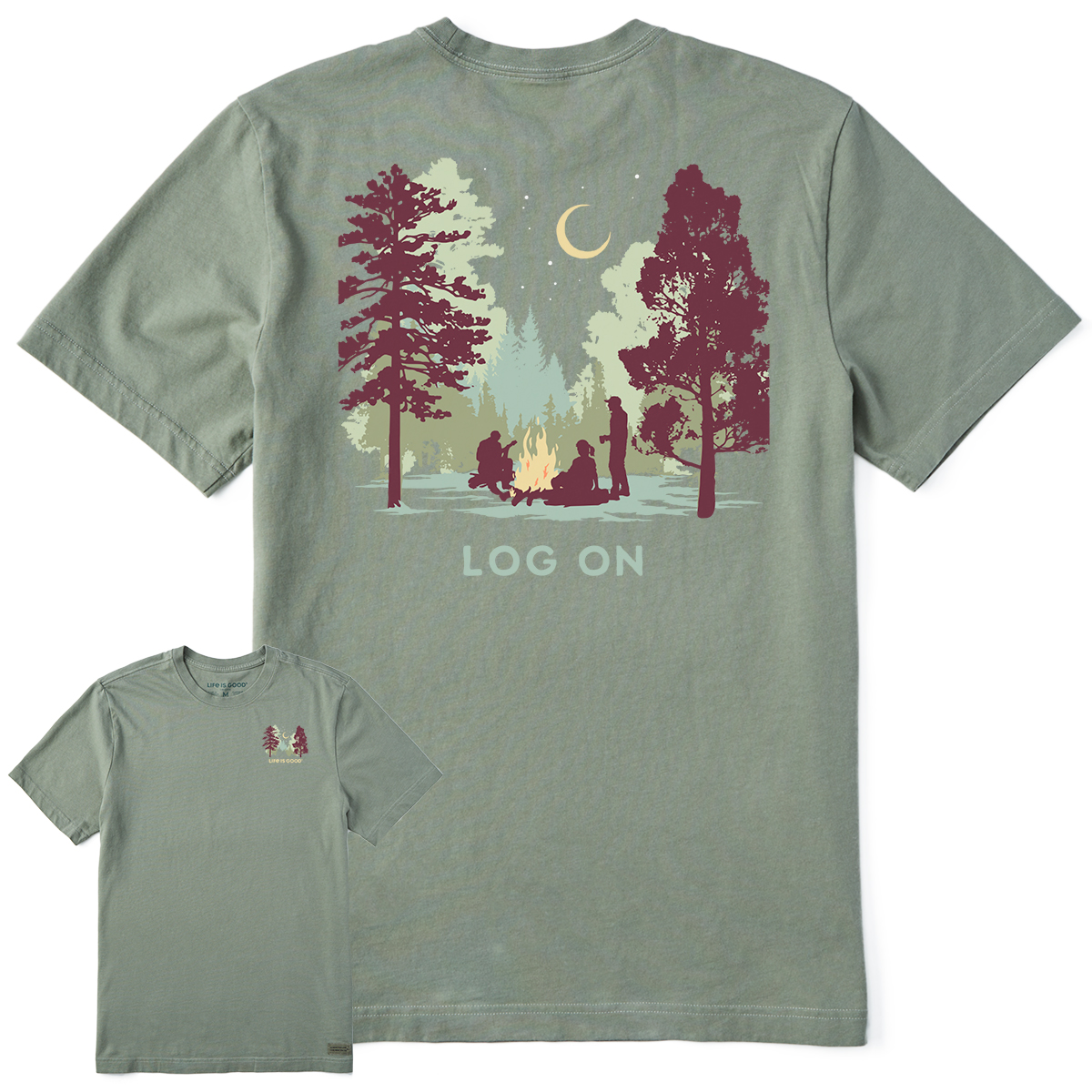Life Is Good Men's Log On Campfire Crusher-Lite Short-Sleeve Tee