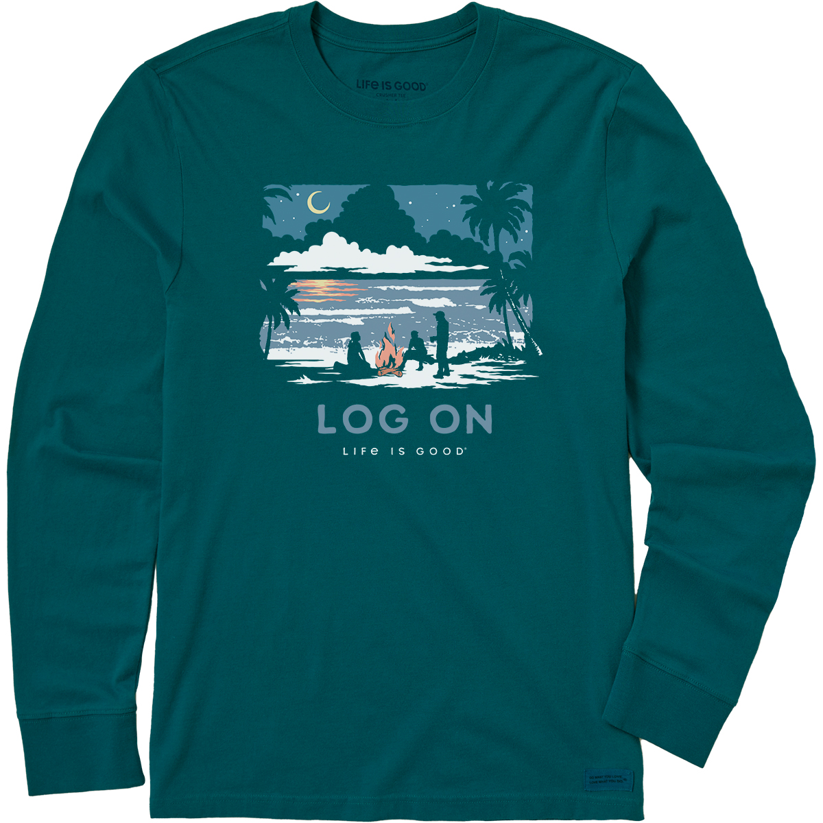 Life Is Good Men's Log On Bonfire Long-Sleeve Crusher-Lite Tee