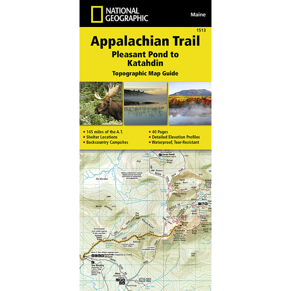 NATIONAL GEOGRAPHIC Appalachian Trail, Pleasant Pond to Mount Katahdin Topographic Map Guide NO SIZE