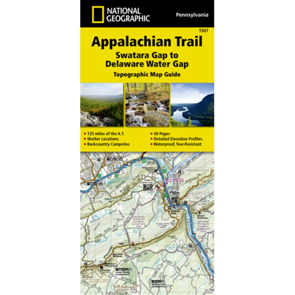 NATIONAL GEOGRAPHIC Appalachian Trail, Swatara Gap to Delaware Water Gap Topographic Map NO SIZE