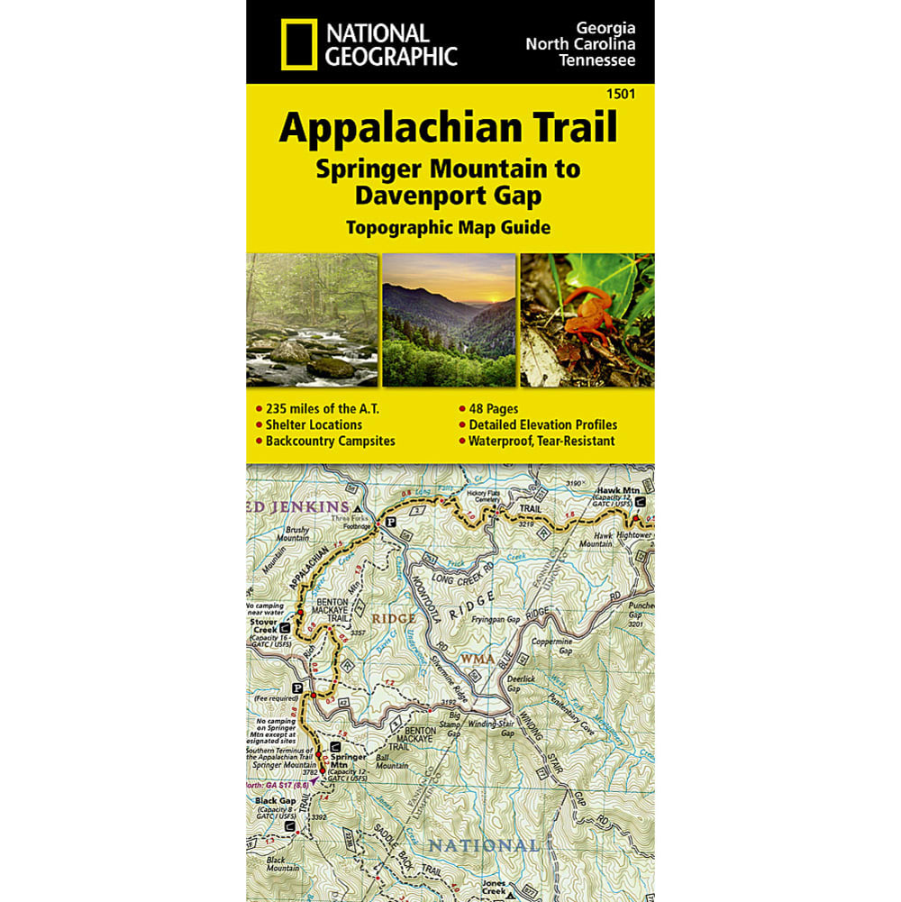 NATIONAL GEOGRAPHIC Appalachian Trail Springer Mountain to Davenport Gap Map Guide NO SIZE