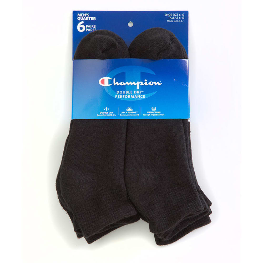 CHAMPION Men's Quarter Socks, 6-Pack 10-13