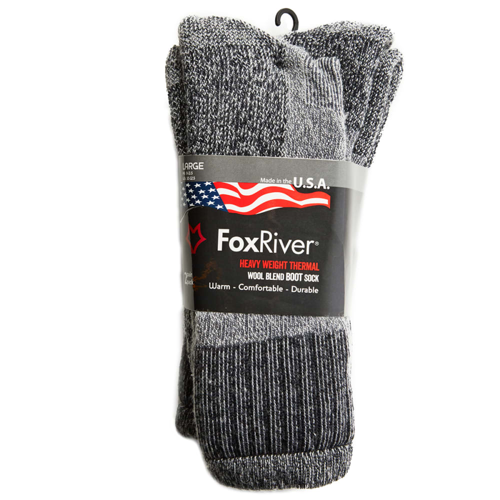 FOX RIVER Mens' 2431 Heavy Weight Thermal Wool Blend Boot Sock, 2 Pack L