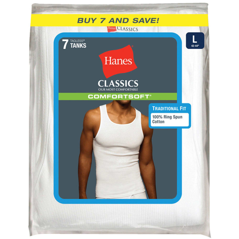 HANES Men's Classics ComfortSoft Tanks, 7-Pack S