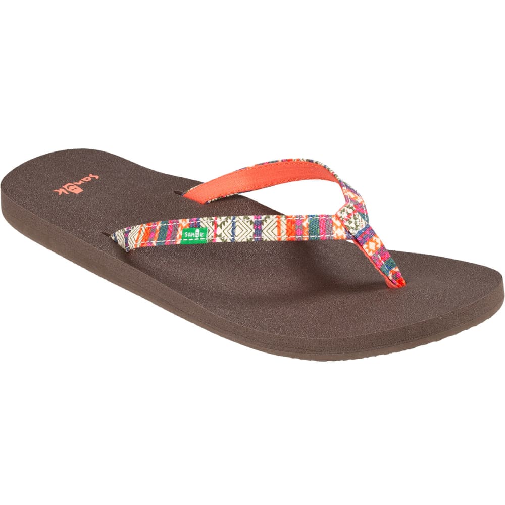 SANUK Women's Yoga Joy Flip-Flops, Olive/Multi Stripe - Eastern Mountain  Sports