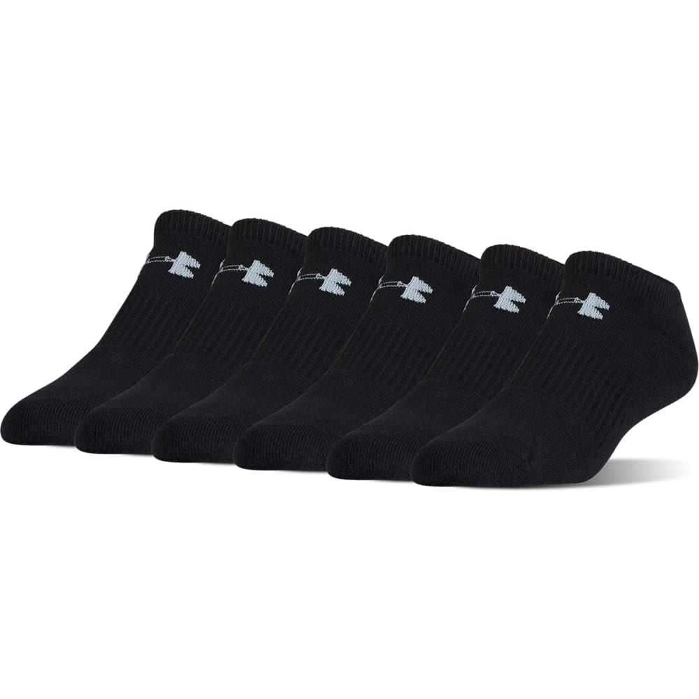 UNDER ARMOUR Boys' Charged Cotton No Show Socks, 6 Pack L