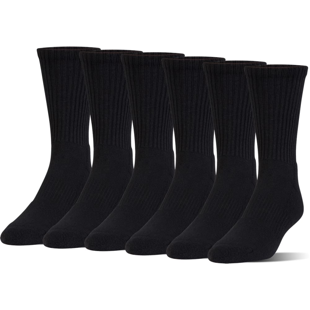 UNDER ARMOUR Boys' Charged Cotton Crew Socks, 6 Pack L