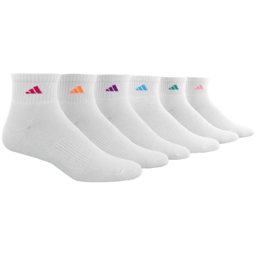 ADIDAS Women's Athletic Quarter Length Socks, 6 Pack 9-11