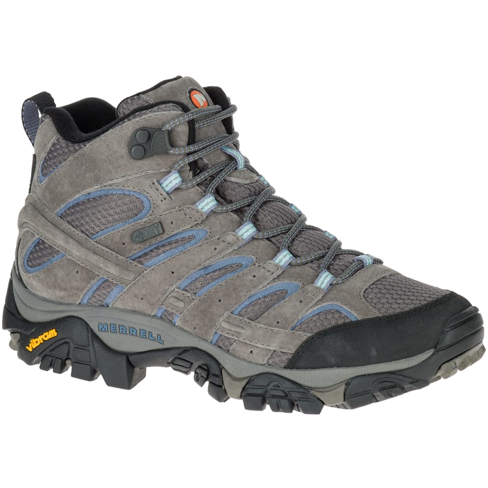 MERRELL Women's Moab 2 Mid Waterproof Hiking Boots, Granite 6