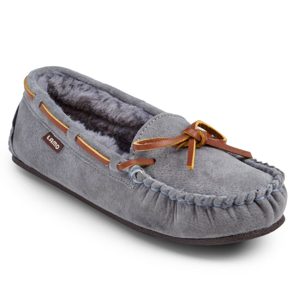 LAMO Women's Kayla Sherpa Moccasin Slippers, Charcoal - Eastern ...