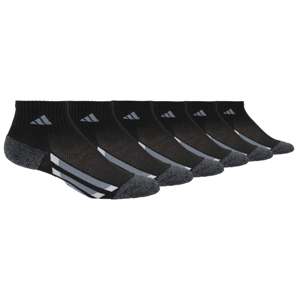 ADIDAS Boys' Grade School Vertical Stripe Quarter Socks, 6-Pack M