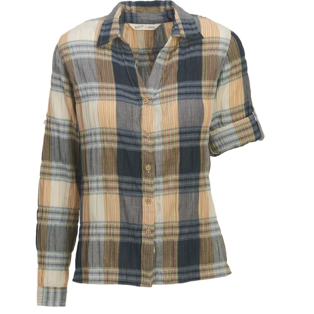 WOOLRICH Women's Carrabelle Convertible Sleeve Seersucker Shirt ...