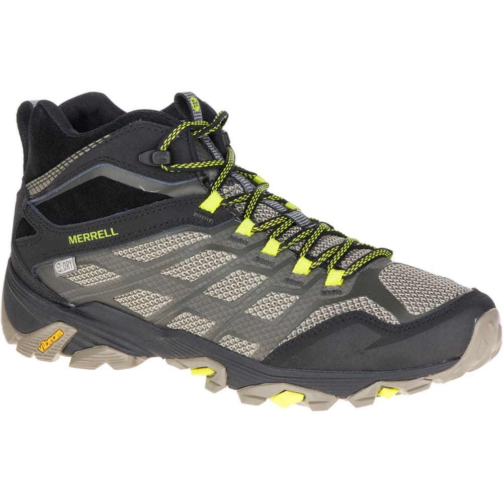 MERRELL Men's Moab FST Mid Waterproof Hiking Boots, Olive Black, Wide ...