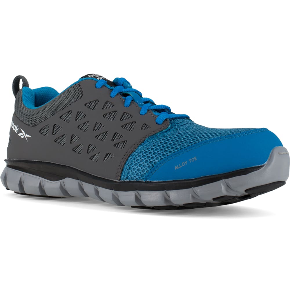 REEBOK WORK Men's Sublite Cushion Work Alloy Toe Work Shoes, Blue/ Grey, Wide 6