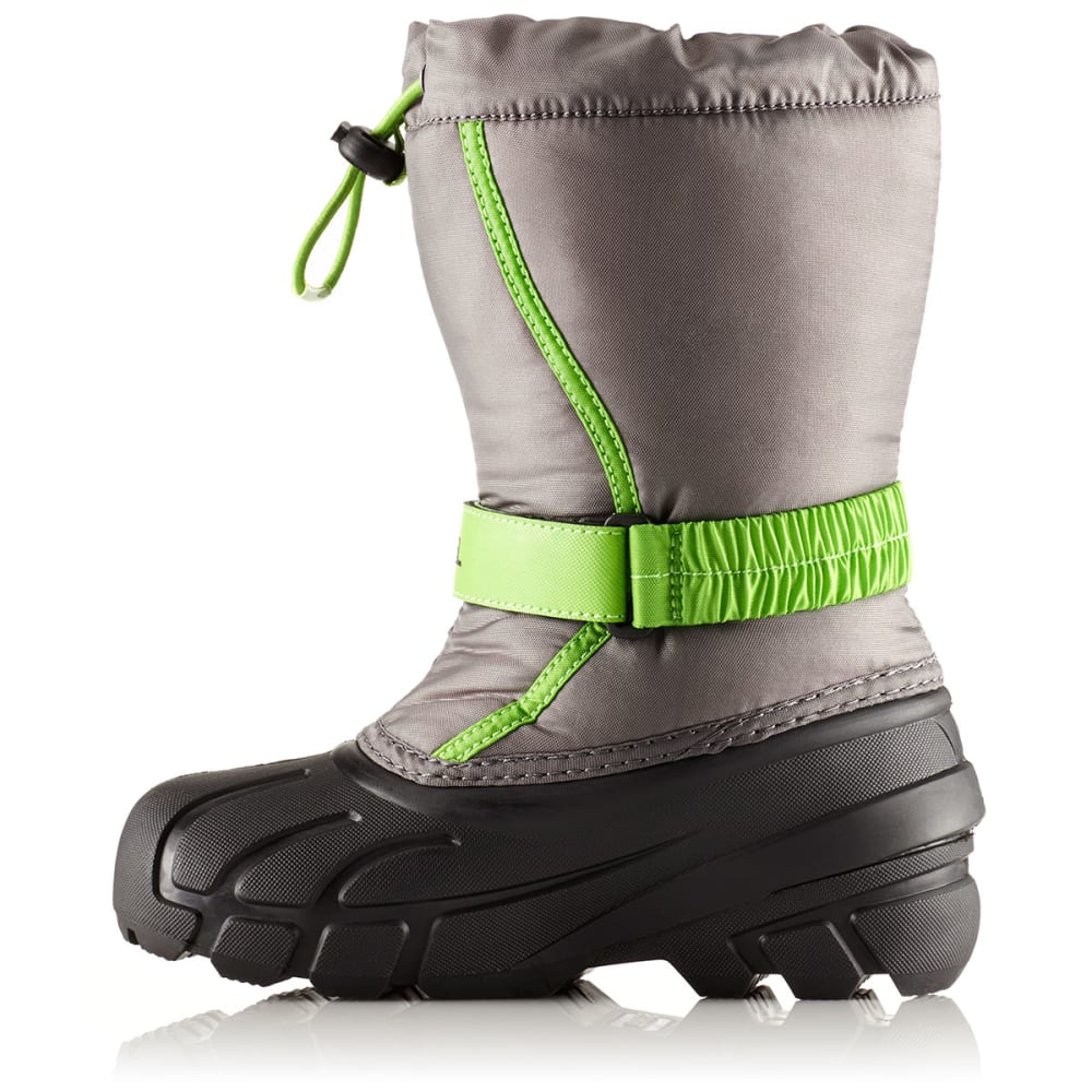 SOREL Boys' Flurry Waterproof Winter Boots, Black/Bright Red 1