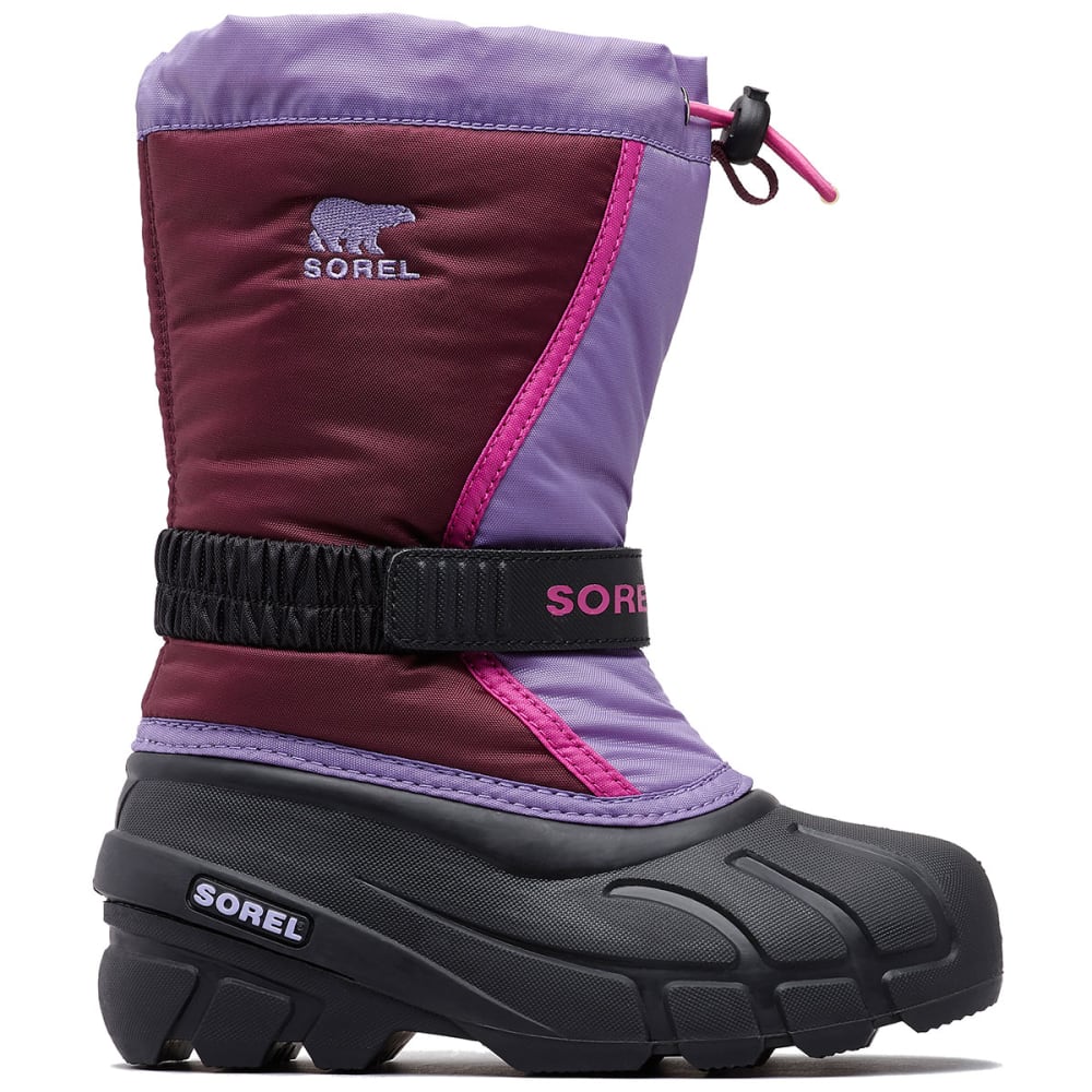 SOREL Boys' Flurry Waterproof Winter Boots, Black/Bright Red 5
