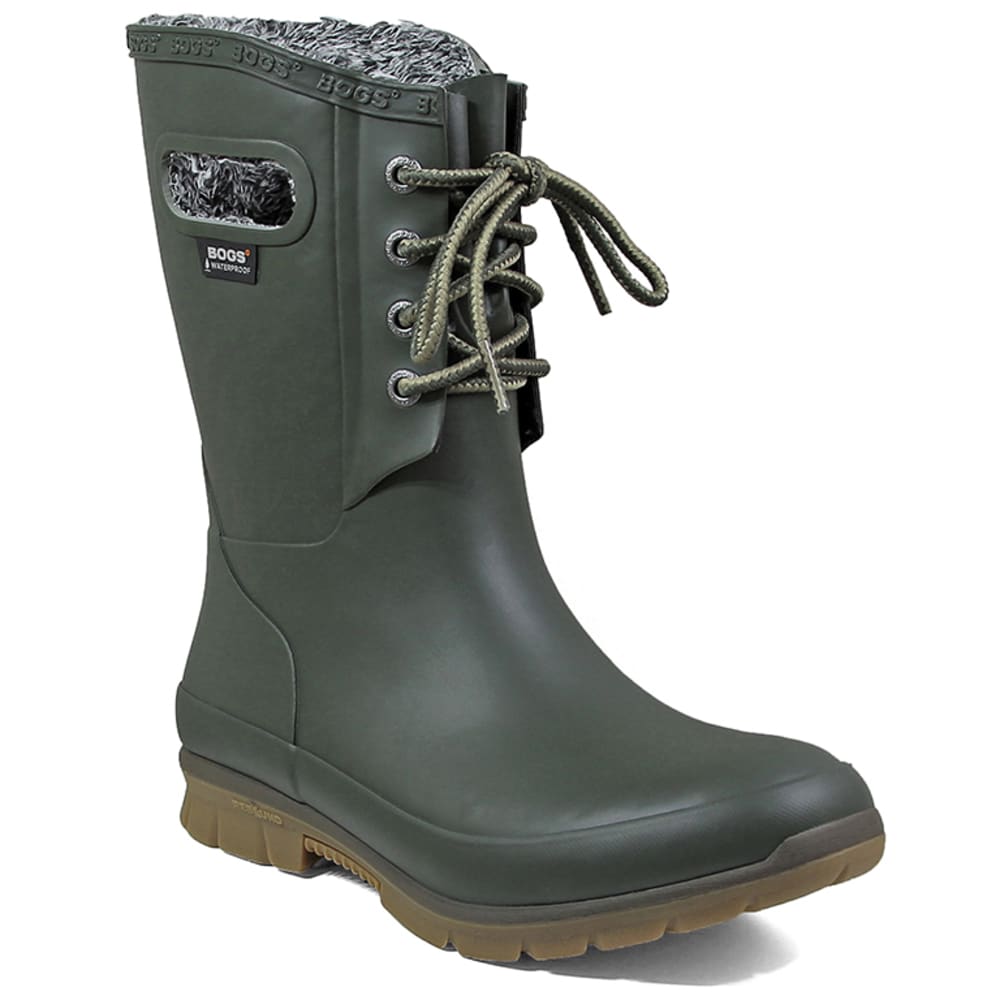 BOGS Women's Amanda Plush Waterproof Boots, Dark Green 6