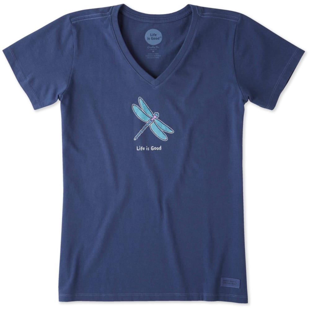 LIFE IS GOOD Women's Classic Dragonfly Crusher Vee Tee XS