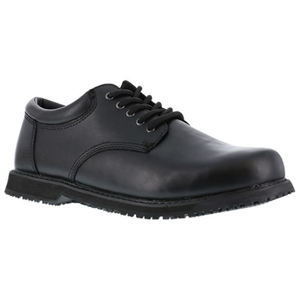 GRABBERS Women's Friction Plain Toe Oxford Slip Resistant Shoes, Black 5