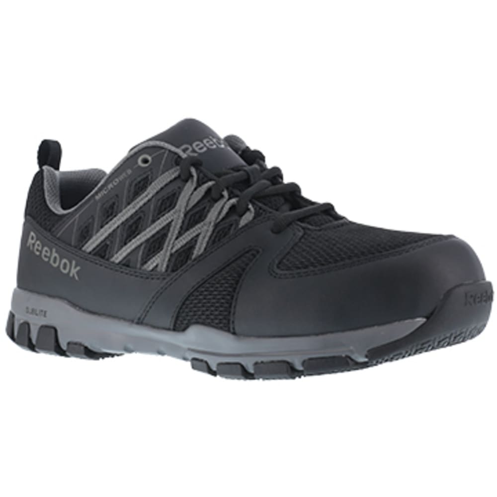 REEBOK WORK Men's Sublite Work Steel Toe Athletic Oxford Sneaker, Black/Grey 6