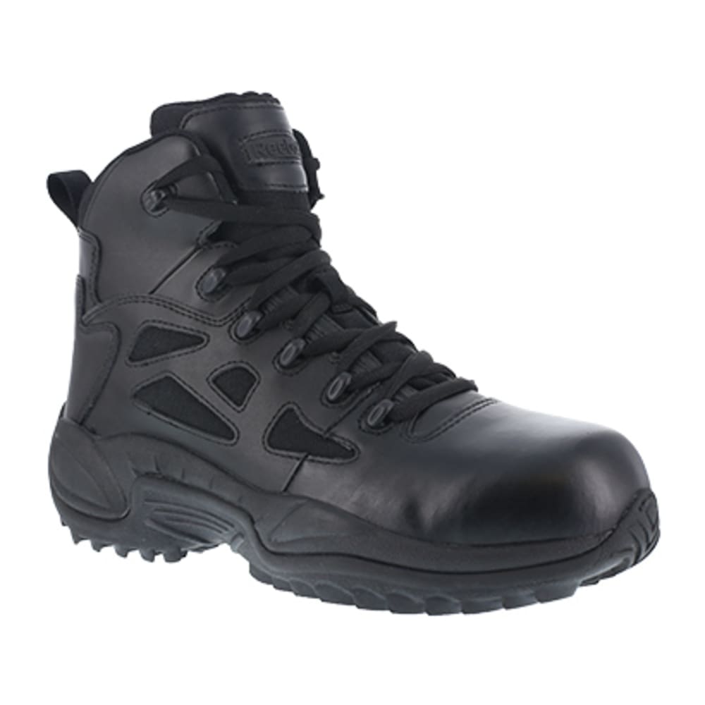 REEBOK WORK Women's Rapid Response RB Composite Toe Stealth 6" W/ Side Zip Boot, Black 8.5