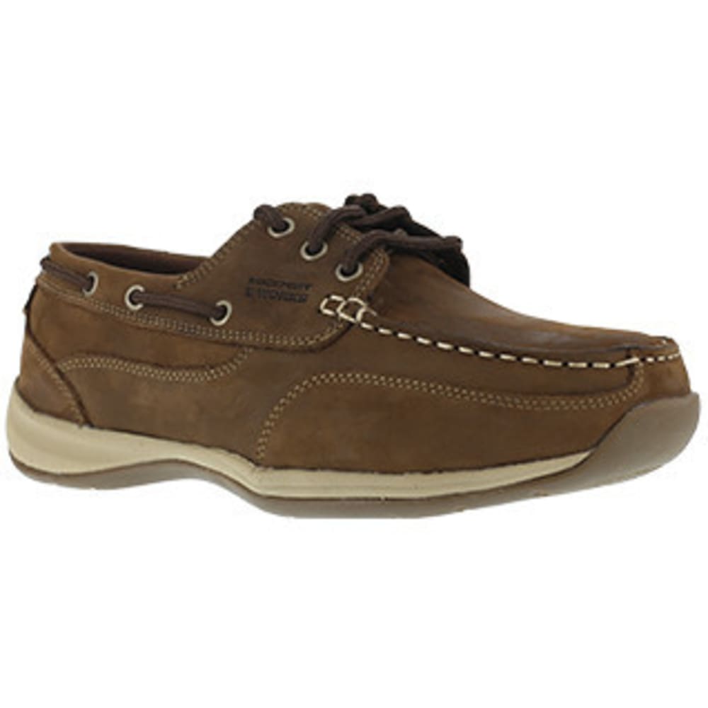 ROCKPORT WORKS Women's Sailing Club 3 Eye Tie Steel Toe Boat Shoe, Brown 6