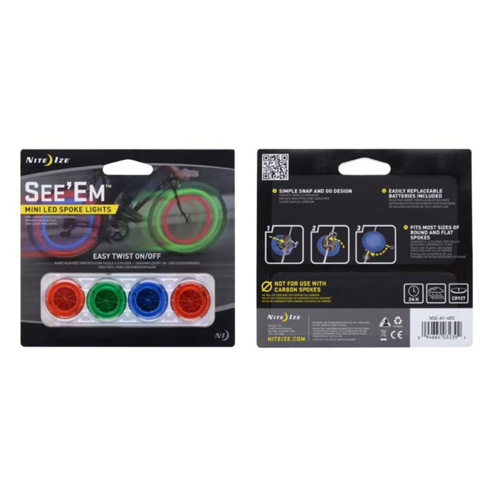 NITE IZE See 'Em Mini Spoke Lights, 4-Pack NO SIZE