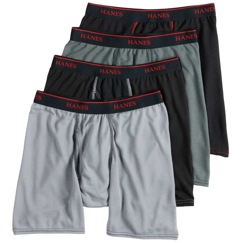 HANES Men's Ultimate Sport Mesh Boxer Briefs, 4-Pack S