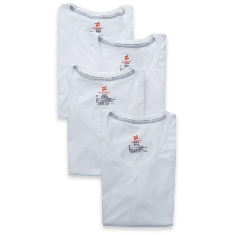 HANES Men's ComfortBlend V-Neck Undershirts, 4-Pack S