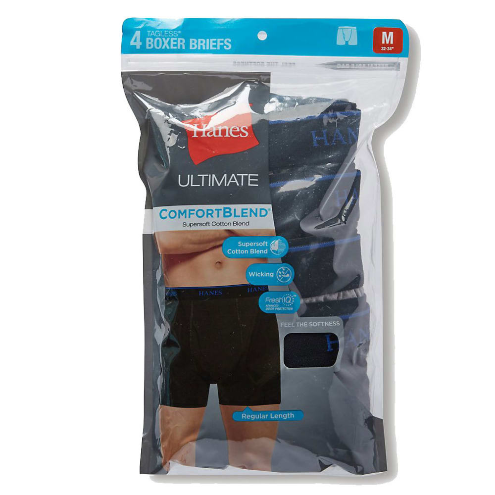 Hanes Ultimate Men's 4-Pack Comfortblend Boxer Briefs with FreshIQ