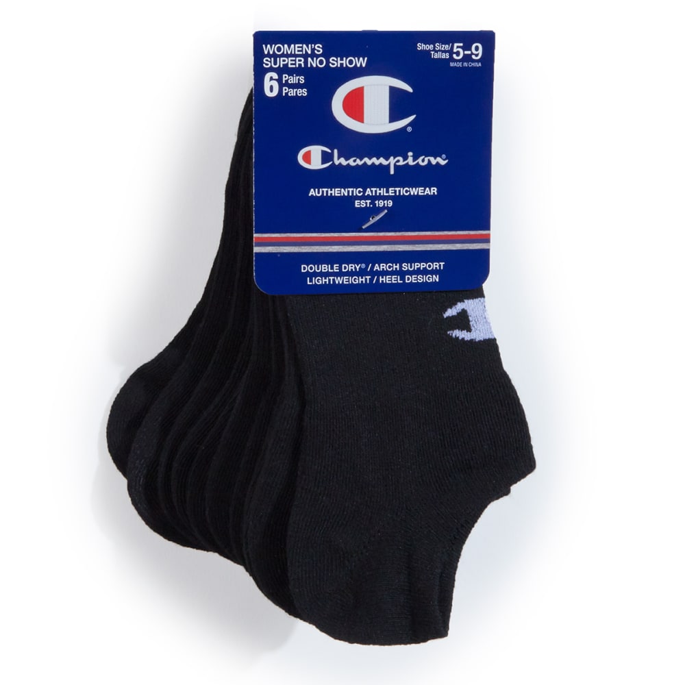 CHAMPION Women's No Show Socks, 6 Pack 9-11