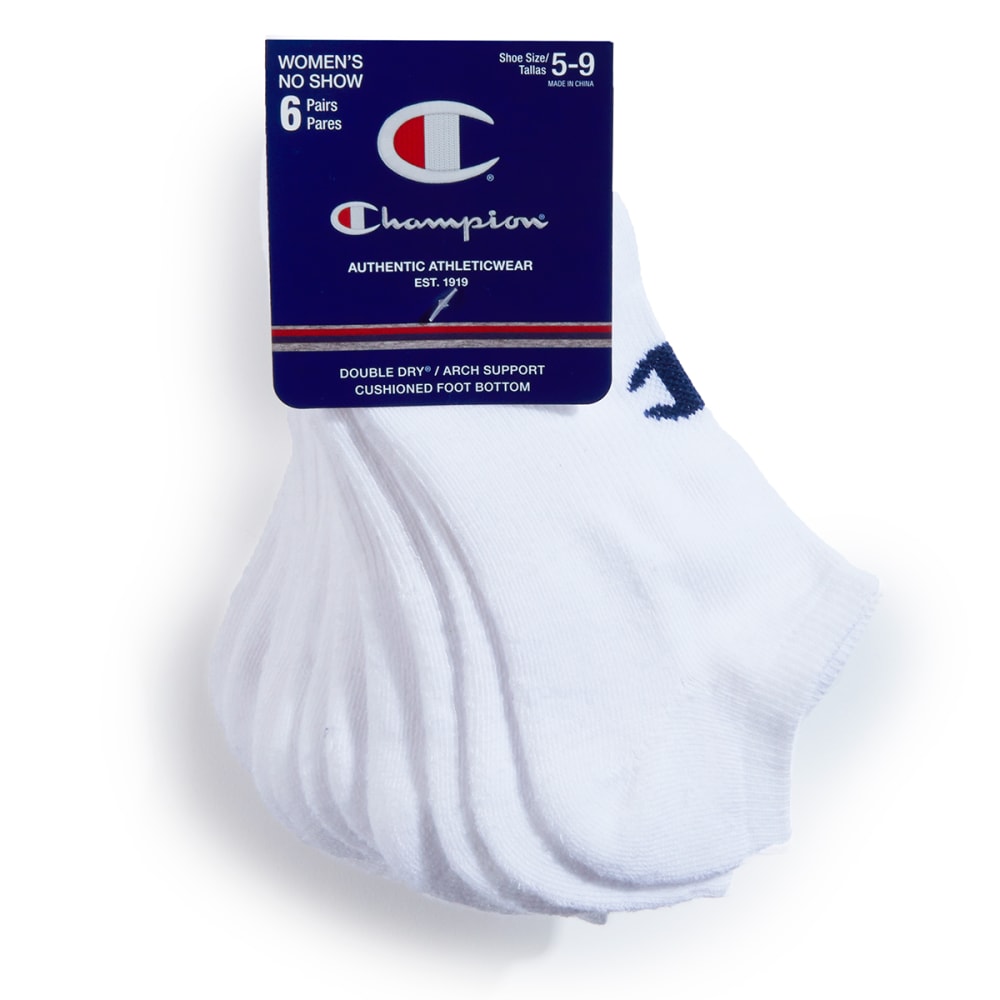 CHAMPION Women's No Show Socks, 6 Pack 9-11