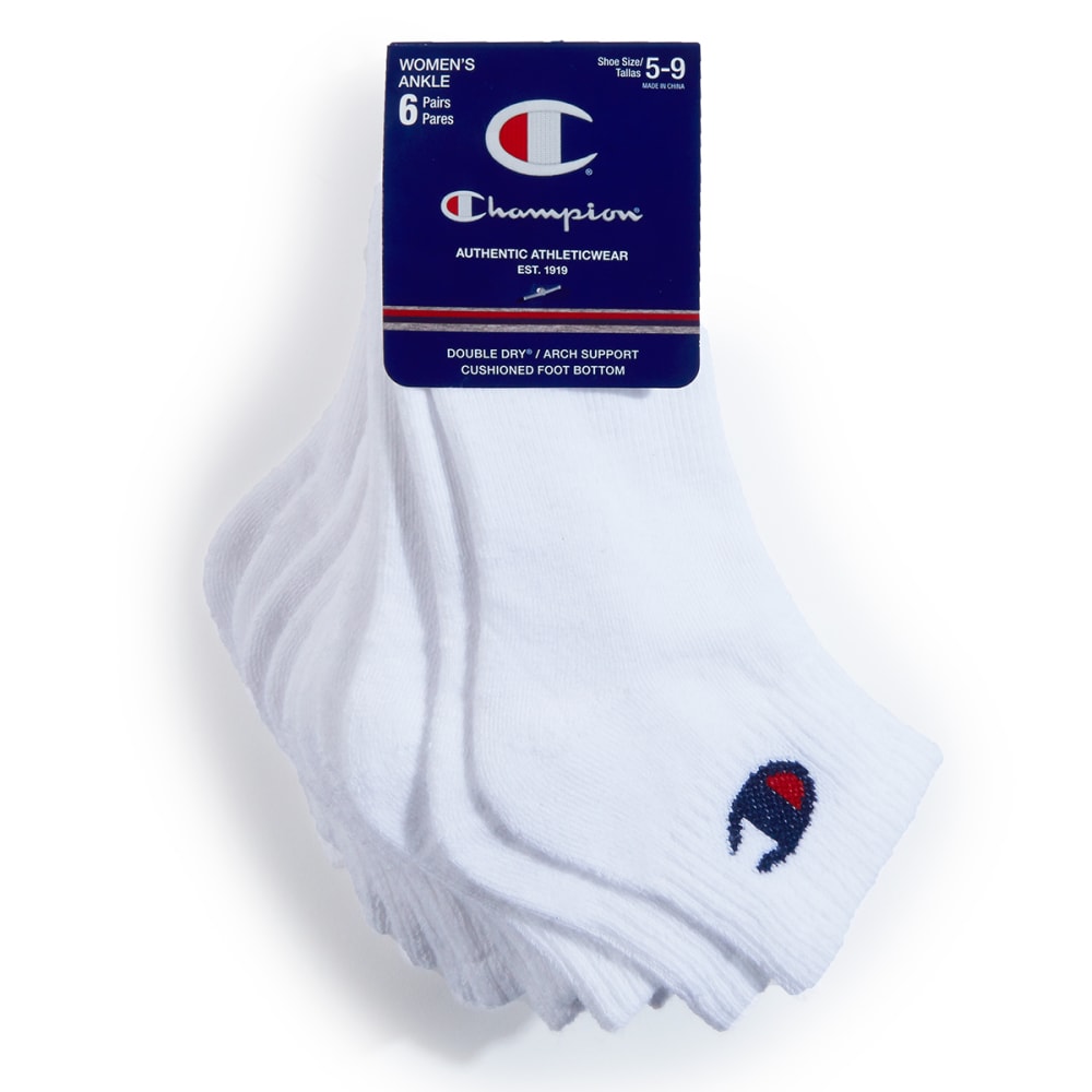 CHAMPION Women's Ankle Socks, 6 Pack 9-11