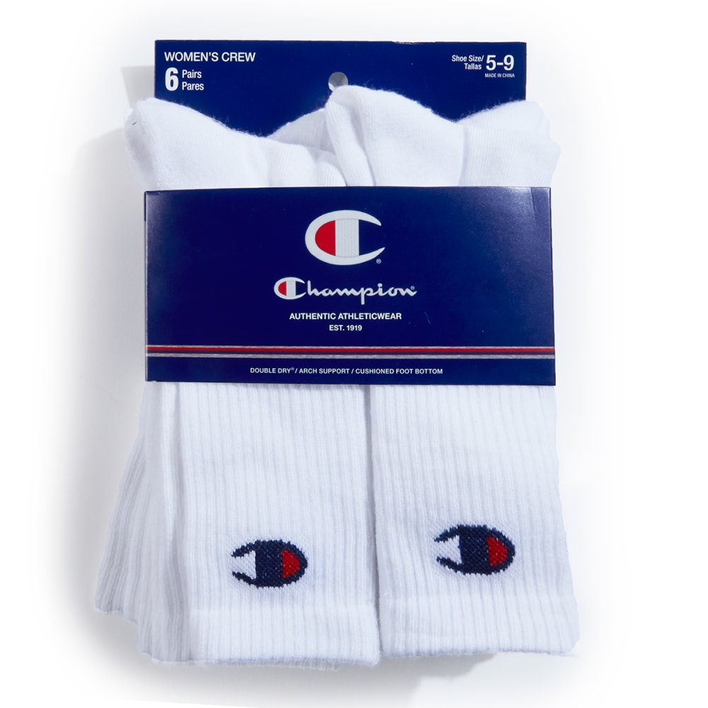 CHAMPION Women's Crew Socks, 6 Pack 9-11