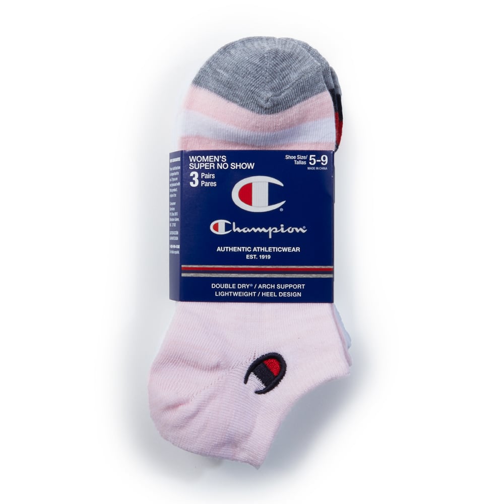 CHAMPION Women's Super No Show Socks, 3 Pack 9-11