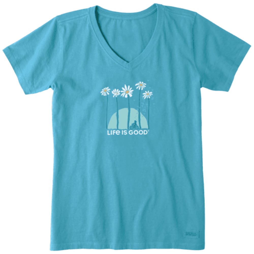 LIFE IS GOOD Women's Short-Sleeve Towering Daisies Bike Crusher Tee S