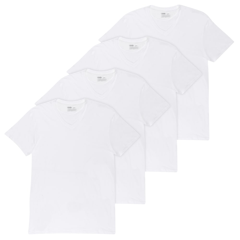 CHAPS Men's XXL Essential V-Neck Tee, 4 Pack XXL