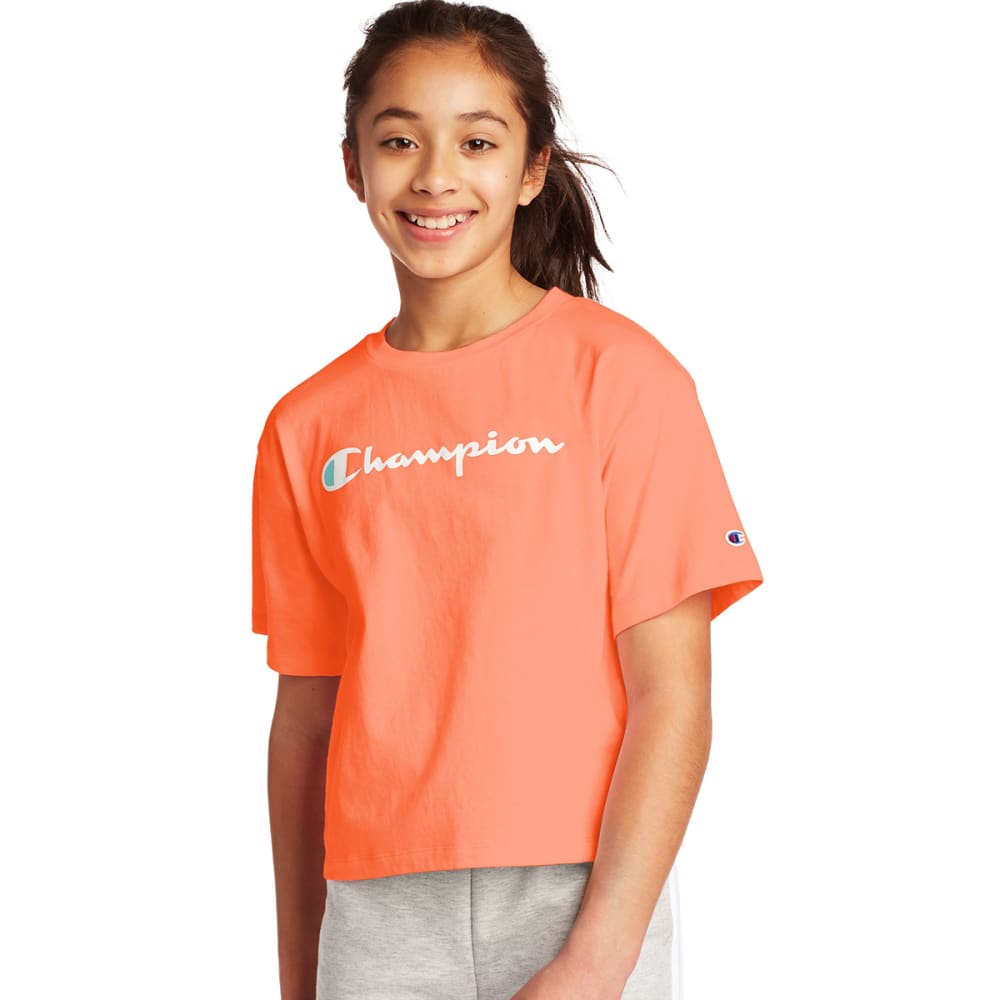 CHAMPION Girls' Boxy Cropped Short Sleeve Tee S