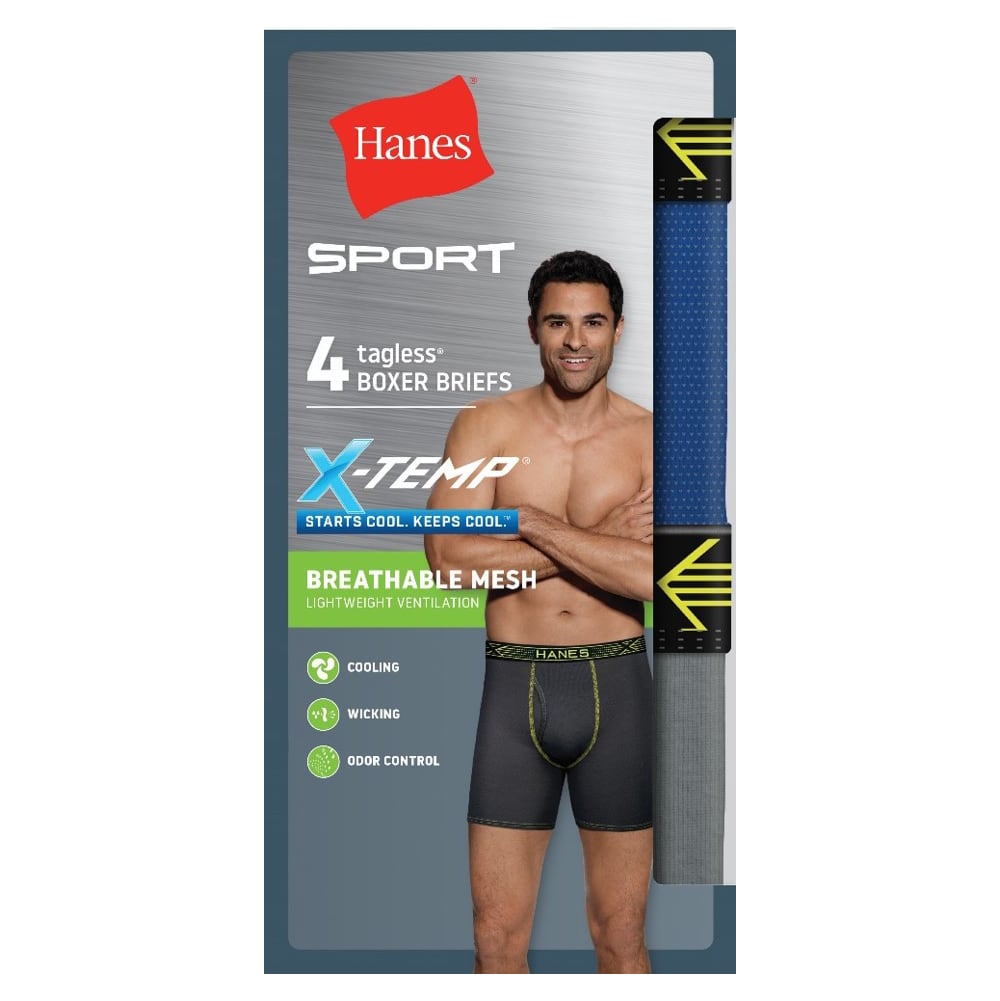 HANES Men's Sport X-Temp Boxer Briefs, 4 Pack - Eastern Mountain Sports